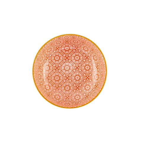 Karaca Floral Porcelain Round Snack Bowl, 10cm, Orange