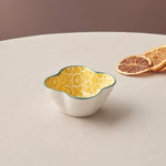 Karaca Floral Porcelain Clover Snack Bowl, Yellow, 10cm