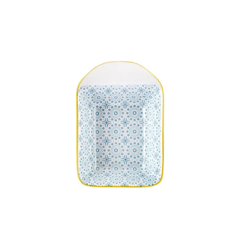 Karaca Floral Porcelain Rectangle Snack/Sauce Bowl, 10cm, Blue