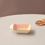 Karaca Floral Porcelain Rectangle Snack/Sauce Bowl, 10cm, Orange