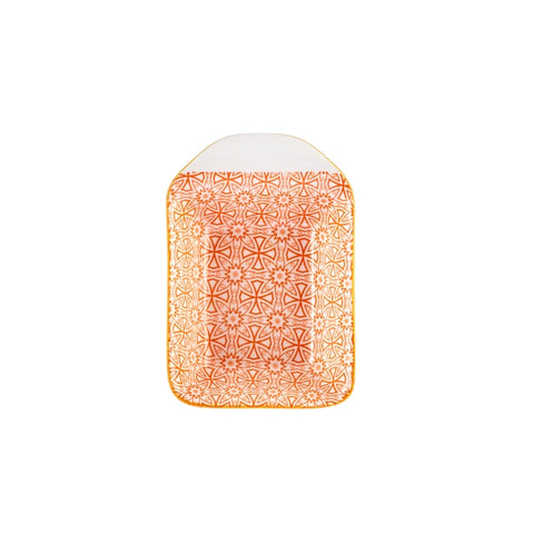 Karaca Floral Porcelain Rectangle Snack/Sauce Bowl, 10cm, Orange