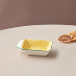 Karaca Floral Porcelain Rectangle Snack/Sauce Bowl, 10cm, Yellow