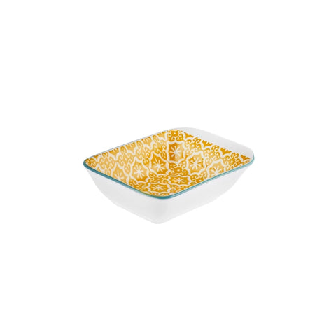 Karaca Floral Porcelain Rectangle Snack/Sauce Bowl, 10cm, Yellow