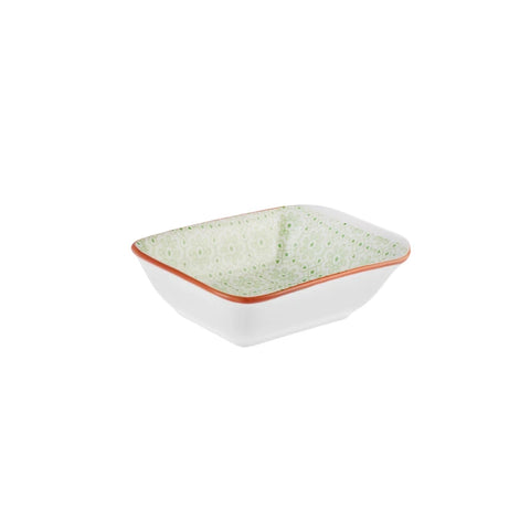 Karaca Floral Porcelain Rectangle Snack/Sauce Bowl, 10cm, Green