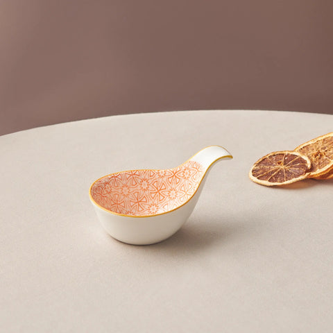 Karaca Floral Porcelain Drop Snack/Sauce Bowl, 10cm, Orange