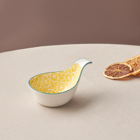 Karaca Floral Porcelain Drop Snack/Sauce Bowl, 10cm, Yellow