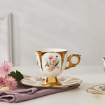 Karaca Söke Porcelain Espresso & Turkish Coffee Cup Set for 2 People, 90 ml, Multi