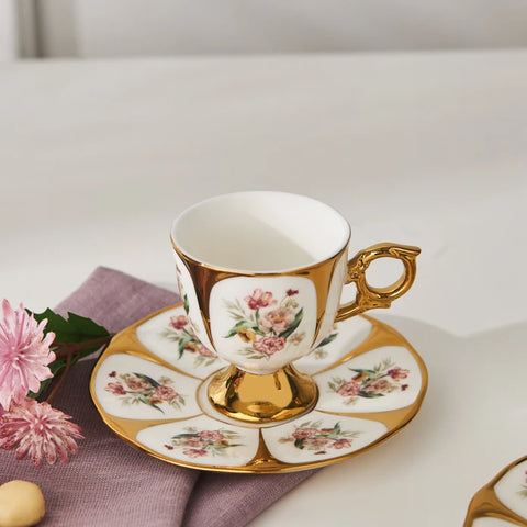 Karaca Söke Porcelain Espresso & Turkish Coffee Cup Set for 2 People, 90 ml, Multi