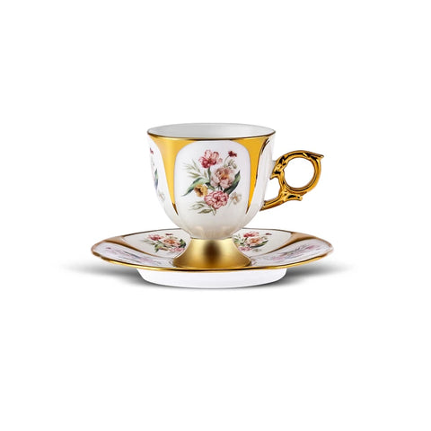 Karaca Söke Porcelain Espresso & Turkish Coffee Cup Set for 2 People, 90 ml, Multi