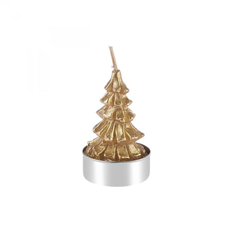 Karaca Home New Year Gold Tree 3-Piece Tealight Candles, Gold