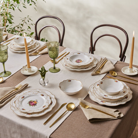 Karaca Forever Bone China Antique 24-Piece Dinner Set for 6 People, Multicolour