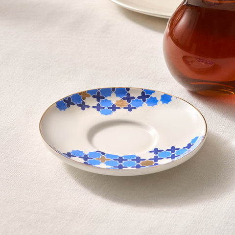 Karaca x Refika'dan Tatlıcan Selcuklu Porcelain Tea Plate, Blue White