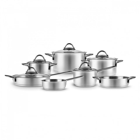 Karaca Ada V2 12-Piece Stainless Steel Cookware Set, Silver