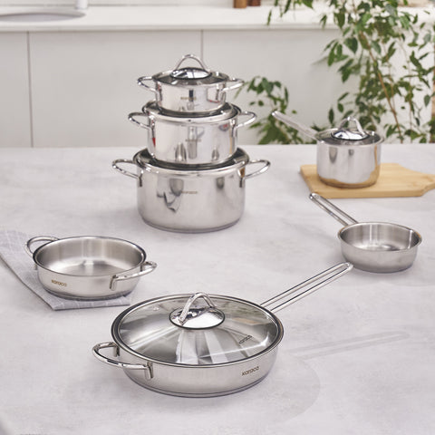 Karaca Ada V2 12-Piece Stainless Steel Cookware Set, Silver