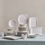 Karaca Timeless 59-Piece Porcelain Half Square Dinner Set for 12 People, Gold