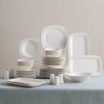 Karaca Timeless 59-Piece Porcelain Half Square Dinner Set for 12 People, White