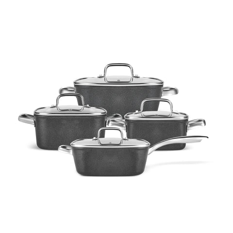 Karaca BioDiamond Quattro 8-Piece Non-Stick Induction Cookware Set, Black