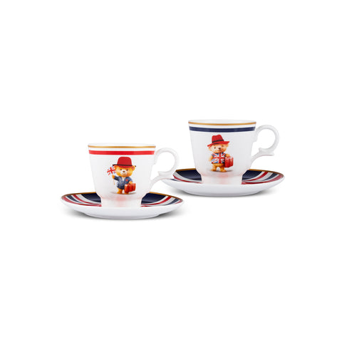 Karaca London 4-Piece Bone China Turkish Coffee Cup Set for 2 People, 80ml, Multi