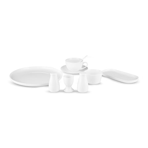 Karaca Favaro 38-Piece Bone China Serveware Set for 6 People, White