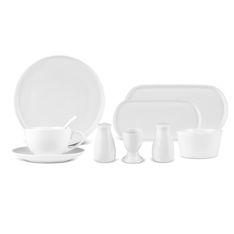 Karaca Favaro 38-Piece Bone China Serveware Set for 6 People, White