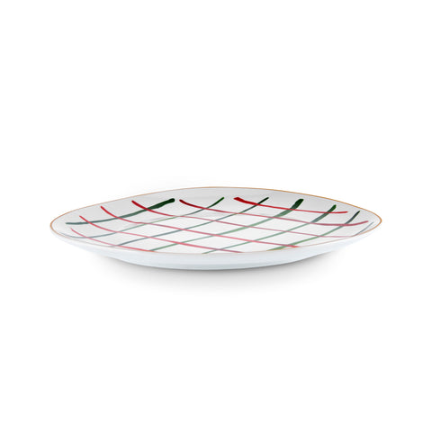 Karaca New Year Christmas Butcher's Broom Striped Side Plate, 20,5cm, Multi