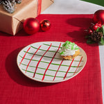 Karaca New Year Christmas Butcher's Broom Striped Side Plate, 20,5cm, Multi