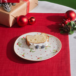 Karaca New Year Christmas Butcher's Broom Red Dot Side Plate, 20,5cm, Multi