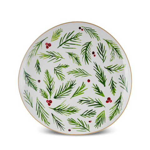 Karaca New Year Christmas Butcher's Broom Serving Plate, 27cm