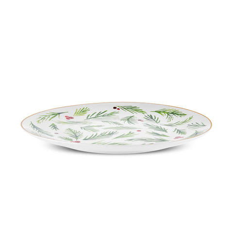 Karaca New Year Christmas Butcher's Broom Serving Plate, 27cm