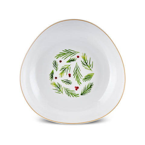 Karaca New Year Christmas Butcher's Broom Deep Plate, 21cm, Multi