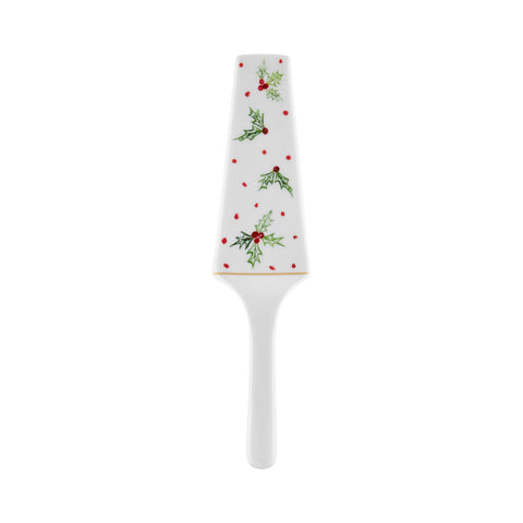 Karaca New Year Christmas Butcher's Broom Cake Stand and Spatula, 25,5cm, Multi