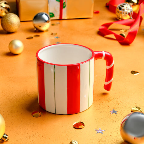 Karaca New Year Christmas Candy Stripe Mug, 720ml