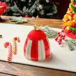 Karaca New Year Christmas Candy Stripe Storage Container, 14cm, Red