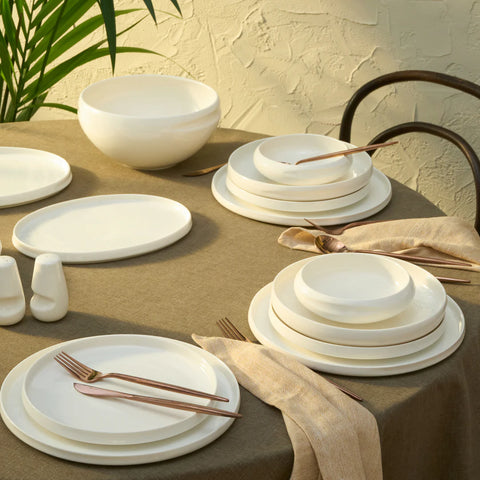 Karaca Streamline Sunset Bone China 21-Piece Dinnerware Set for 4, White