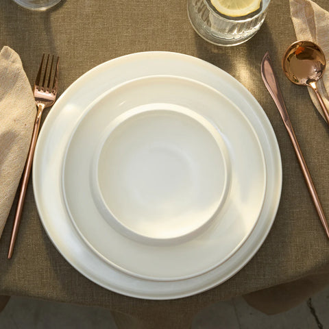 Karaca Streamline Sunset Bone China 21-Piece Dinnerware Set for 4, White