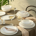 Karaca Streamline Sunset Bone China 21-Piece Dinnerware Set for 4, White