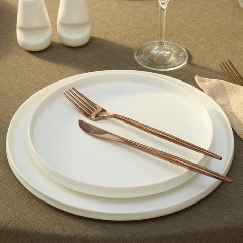 Karaca Streamline Sunset Bone China 21-Piece Dinnerware Set for 4, White