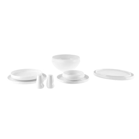 Karaca Streamline Sunset Bone China 21-Piece Dinnerware Set for 4, White