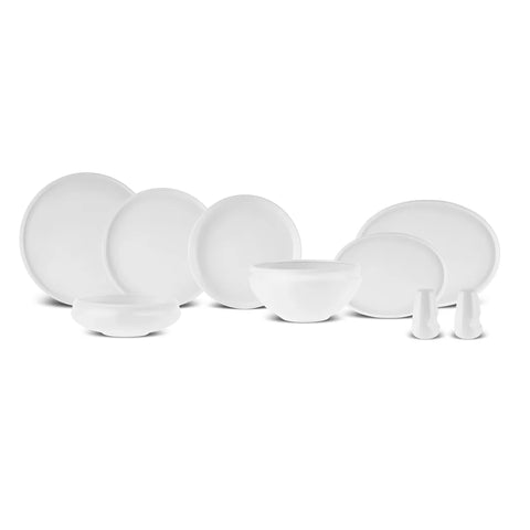 Karaca Streamline Sunset Bone China 21-Piece Dinnerware Set for 4, White