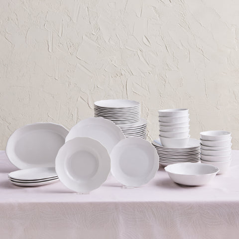 Karaca Rafaela 53-Piece Porcelain Dinner Set for 12 People, White