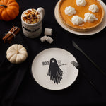 Karaca Halloween Boo Boo Ceramic Side Plate, 20cm, Black White