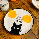 Karaca Halloween Catty Ceramic Side Plate, 20cm, Black White