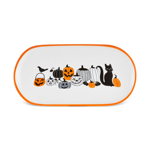 Karaca Halloween Pumpkin Party Ceramic Serving Platter, 29cm, Multicolour