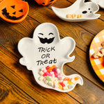 Karaca Halloween Trick or Treat Ceramic Serving Platter, 28cm, Black White