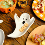 Karaca Halloween Ghosts Ceramic Snack Bowl, 12cm, Black White