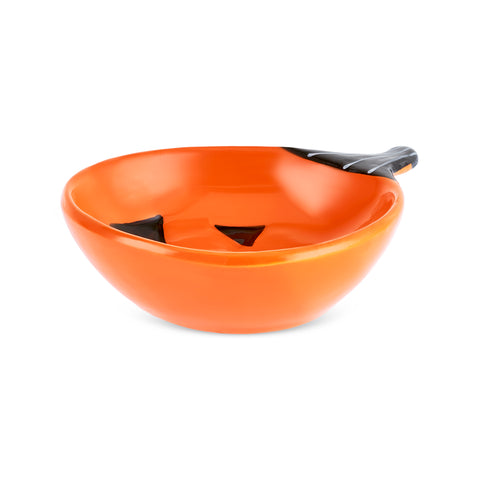 Karaca Halloween Pumpkin Lee Ceramic Snack Bowl, 12cm, Black White