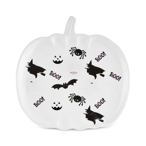 Karaca Halloween Spitrit White Ceramic Serving Platter, 26cm, Multicolour