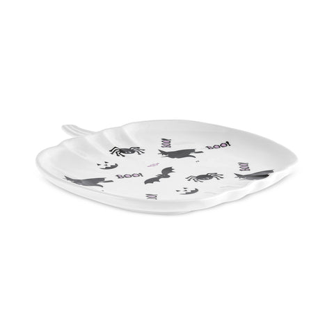 Karaca Halloween Spitrit White Ceramic Serving Platter, 26cm, Multicolour