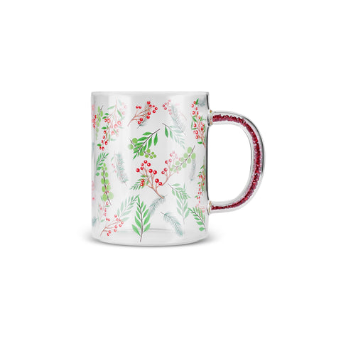 Karaca New Year Christmas Borosilicate Mug with Jeweled Handle, 400ml, Multi