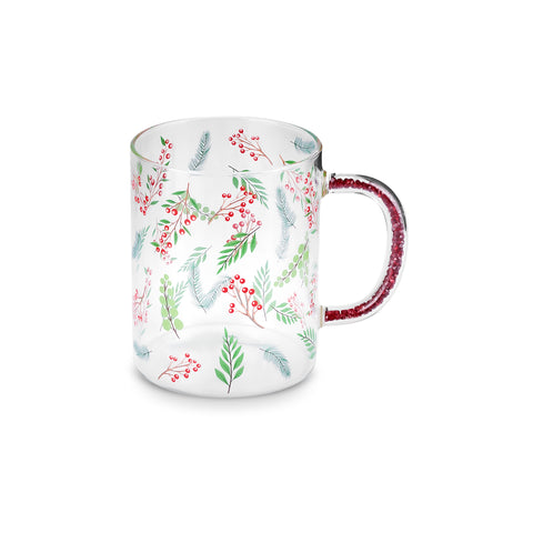 Karaca New Year Christmas Borosilicate Mug with Jeweled Handle, 400ml, Multi